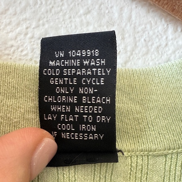 Vintage Massimo Green Ribbed 3/4 Sleeve V Neck Sweater Y24 - Picture 4 of 9